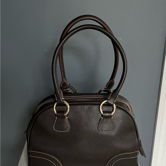 Dooney & Bourke Medium Domed Satchel Brown T’Moro Pebbled Leather Purse EUC - Picture 3 of 15
